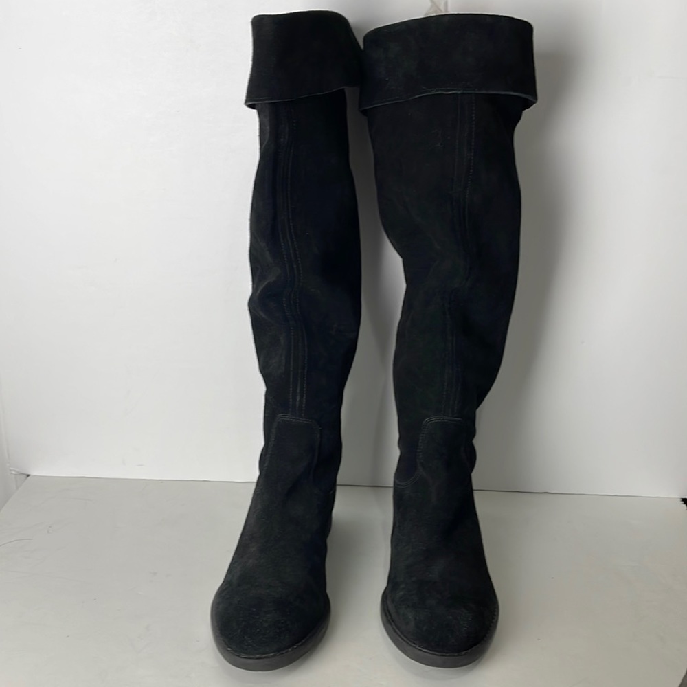 Franco Sarto Black Suede Over the Knee Boots - Picture 4 of 10